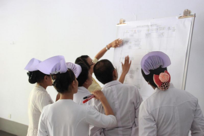Myanmar midwives undergoing verbal autopsy training