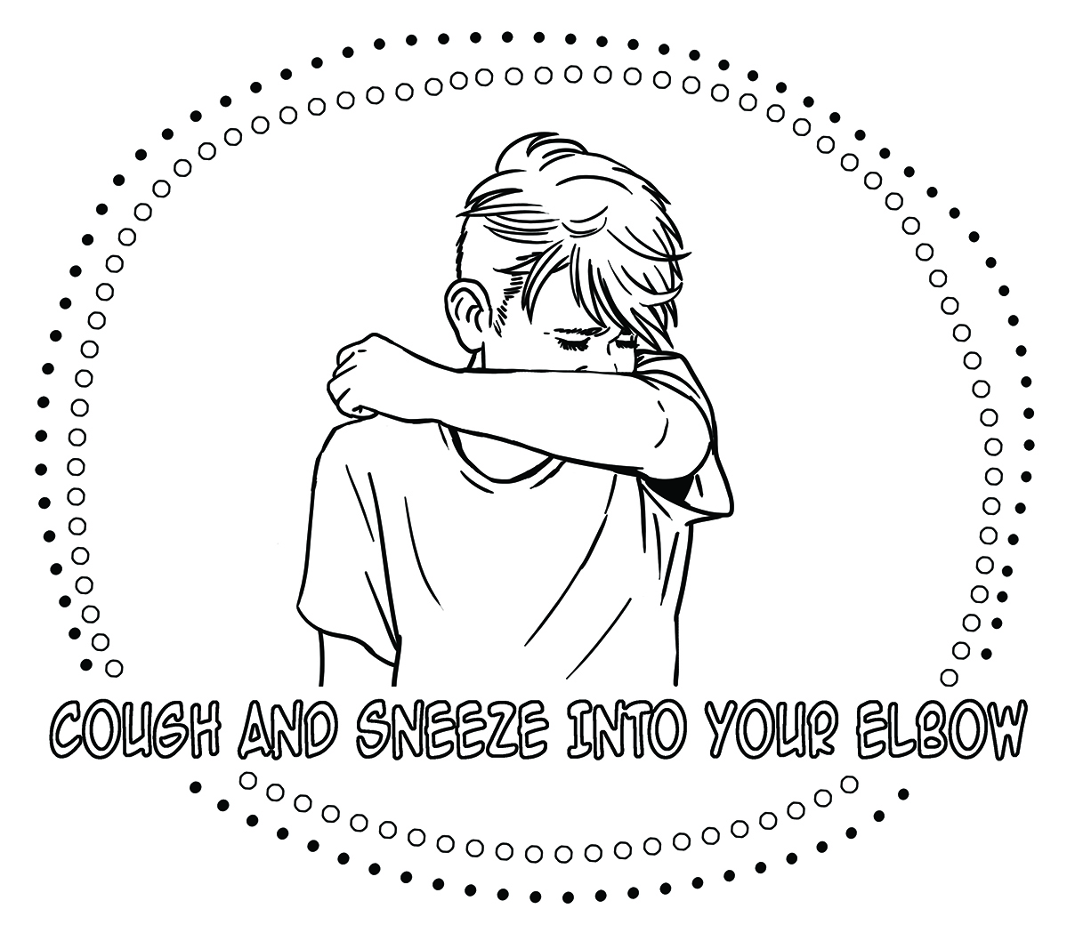 sample of cough into elbow colouring sheet