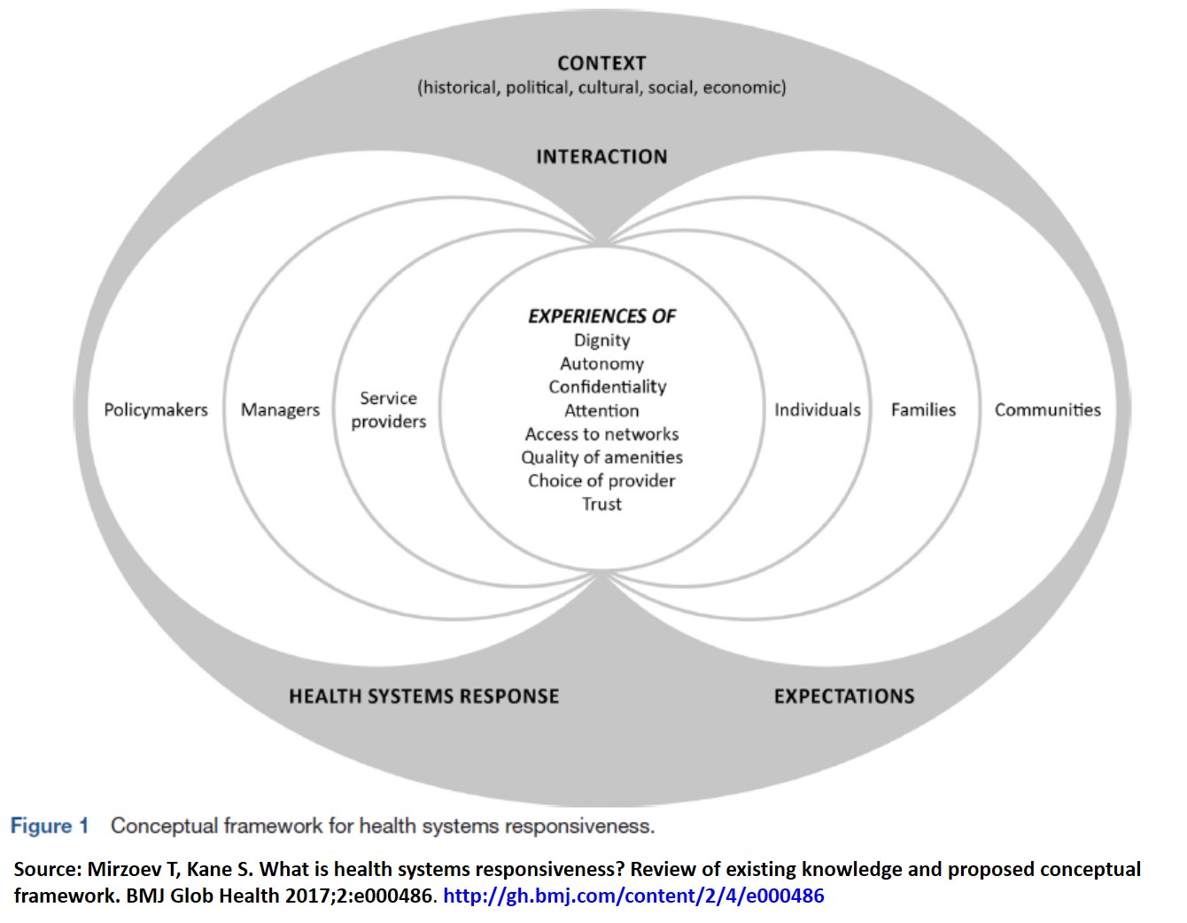Graphic showing conceptual framework for Responsive Health Systems