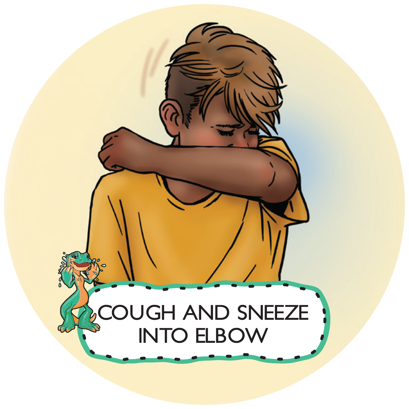 sticker artwork for coughing into elbow